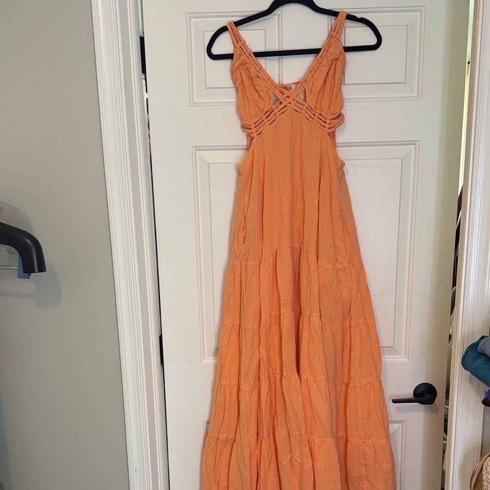 Free people size small Orange open tie back Maxi Dress